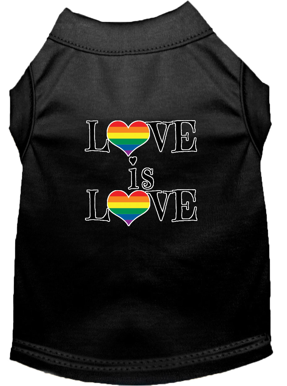 Love is Love Screen Print Dog Shirt Black XL